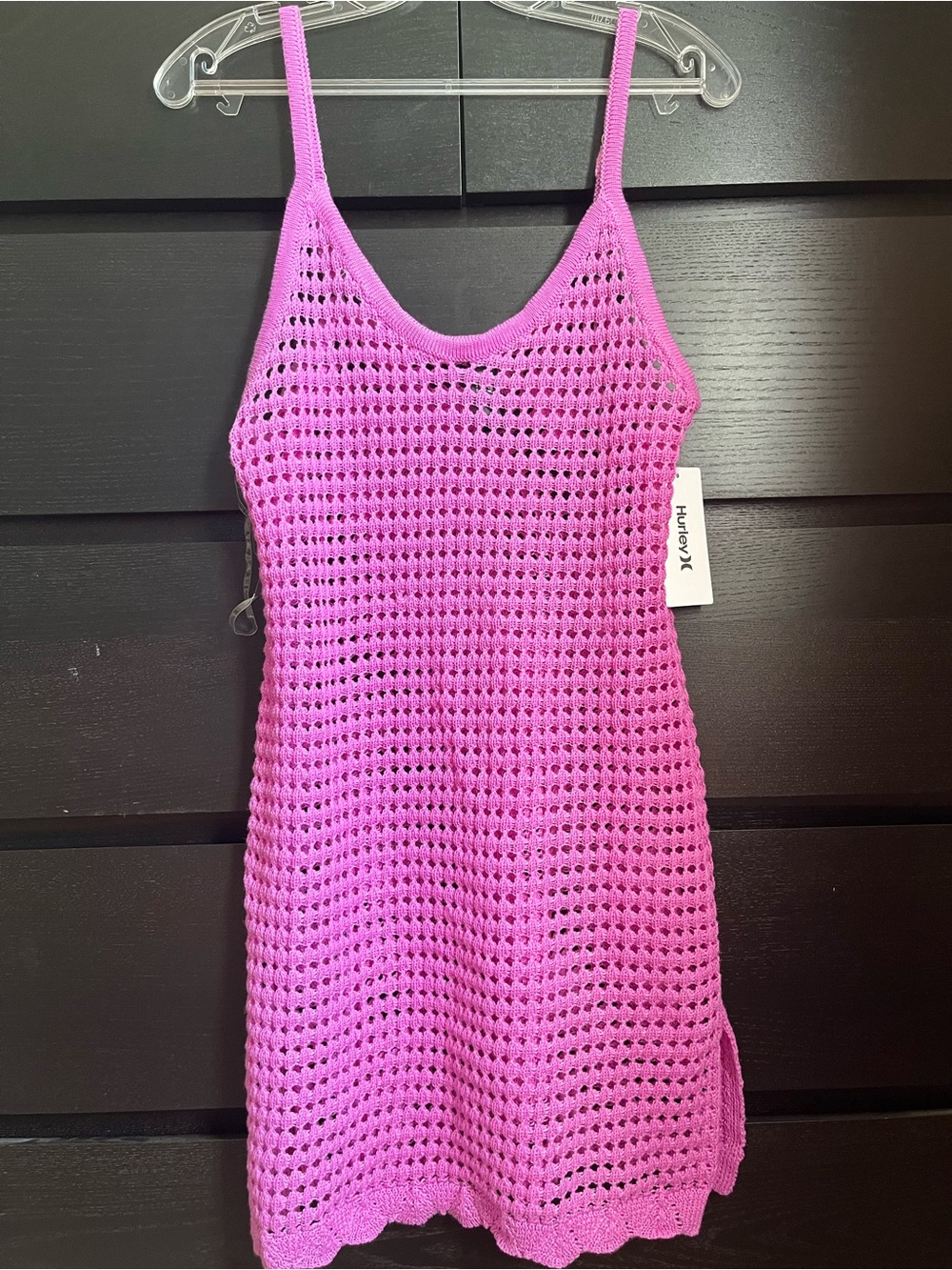 Hurley Purple‑Pink Crochet Knit Beach Coastal Cover‑Up Swim NWT Size XS/S